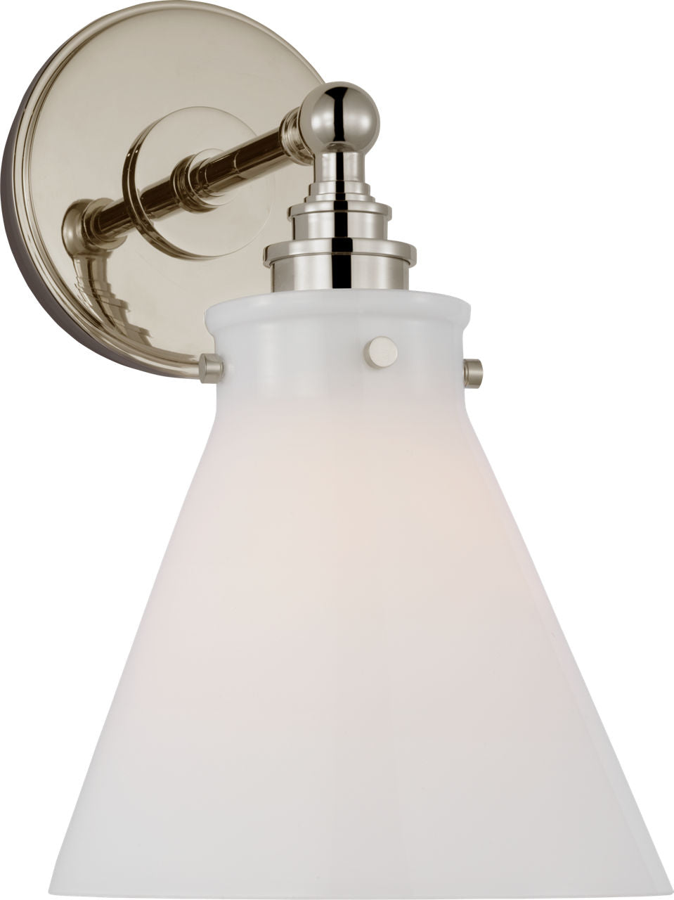 Parkington Small Single Wall Light | Polished Nickel | White Glass