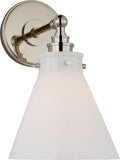Parkington Small Single Wall Light | Polished Nickel | White Glass