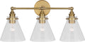 Parkington 24" Three Light Bath Bar | Antique-Burnished Brass | Clear Glass
