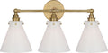 Parkington 24" Three Light Bath Bar | Antique-Burnished Brass | White Glass