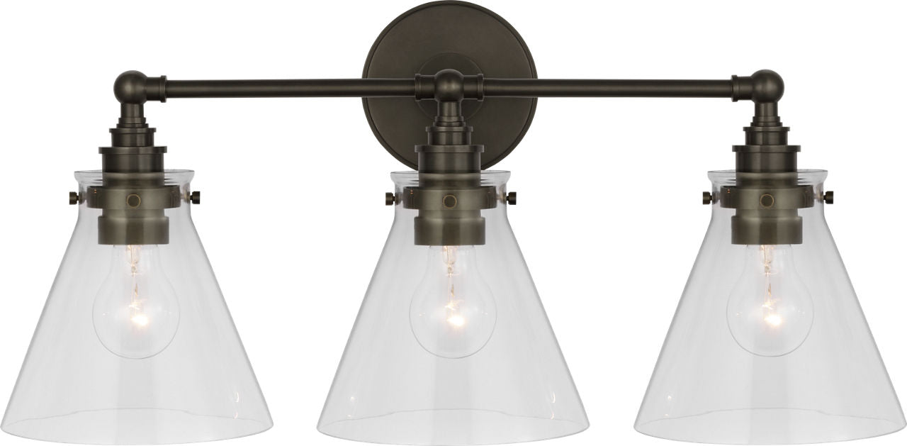 Parkington 24" Three Light Bath Bar | Bronze | Clear Glass