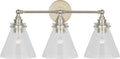 Parkington 24" Three Light Bath Bar | Polished Nickel | Clear Glass