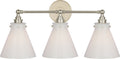 Parkington 24" Three Light Bath Bar | Polished Nickel | White Glass