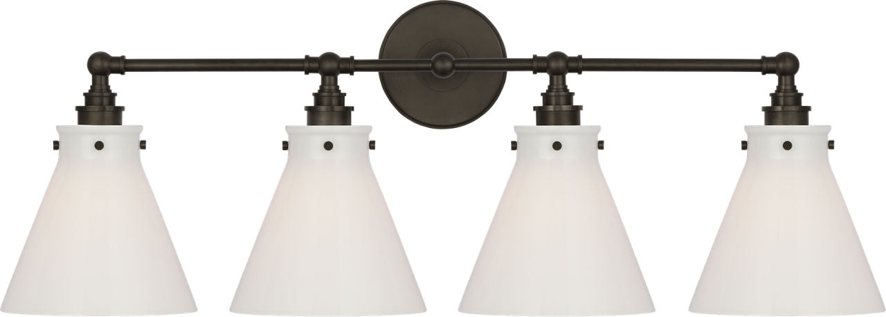 Parkington 32" Four Light Bath Bar | Bronze | White Glass