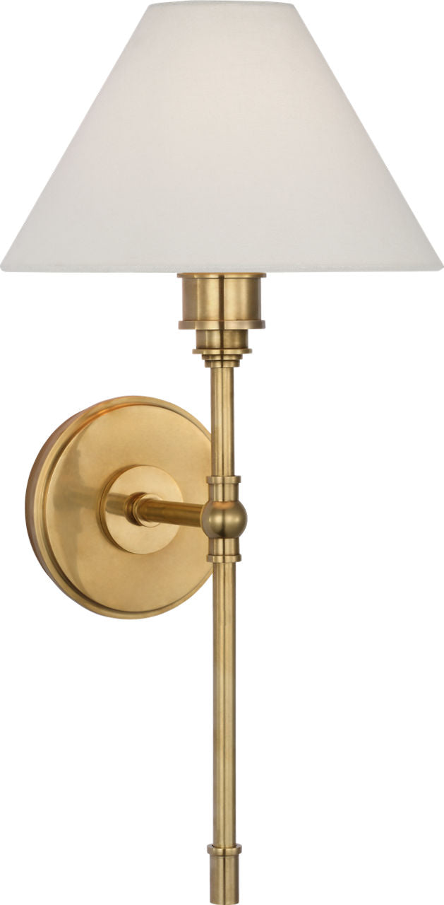 Parkington Large Tail Sconce | Antique-Burnished Brass | Linen Shade