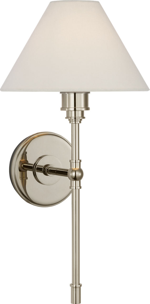 Parkington Large Tail Sconce | Polished Nickel | Linen Shade
