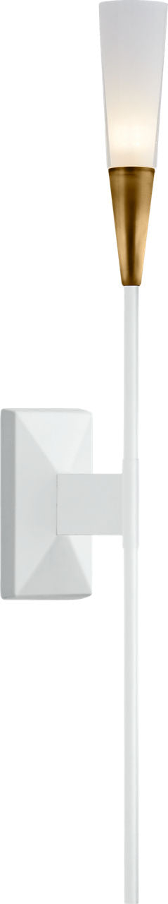 Stellar Single Tail Sconce | Matte White and Antique Brass | Frosted Acrylic