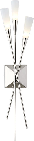 Stellar Triple Tail Sconce | Polished Nickel | Frosted Acrylic