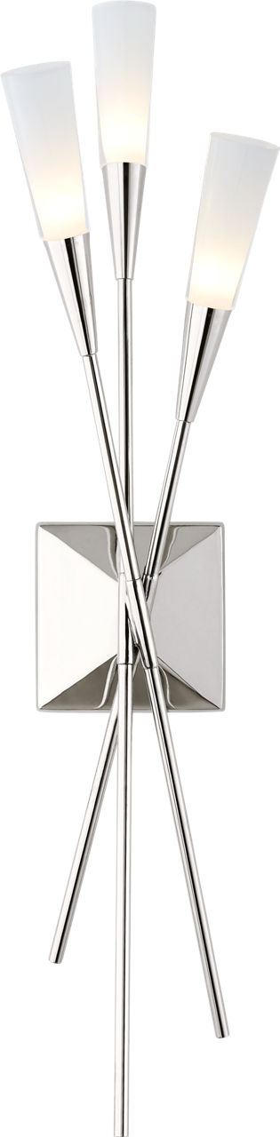 Stellar Triple Tail Sconce | Polished Nickel | Frosted Acrylic
