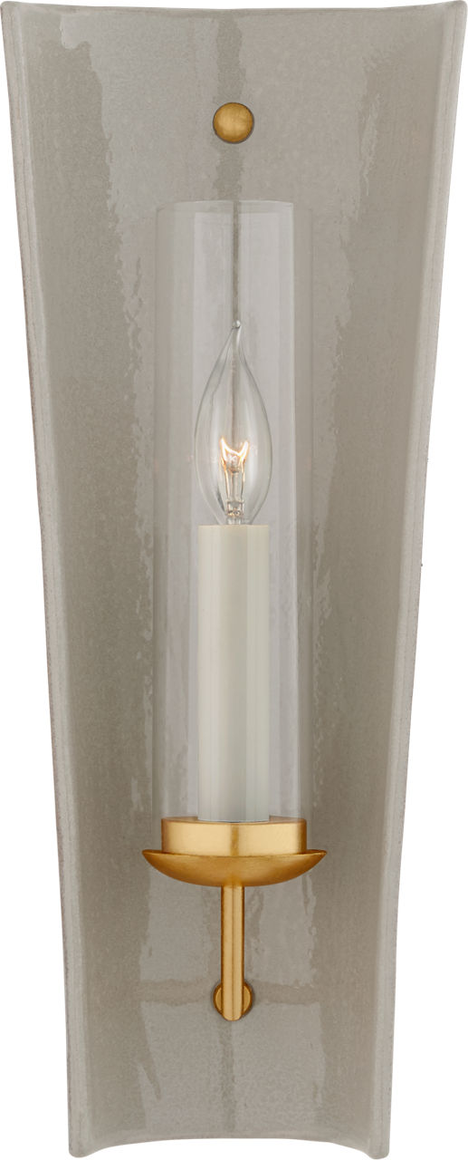 Downey Medium Reflector Sconce | Shellish Gray and Gild | Clear Glass
