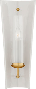 Downey Medium Reflector Sconce | White and Gild | Clear Glass