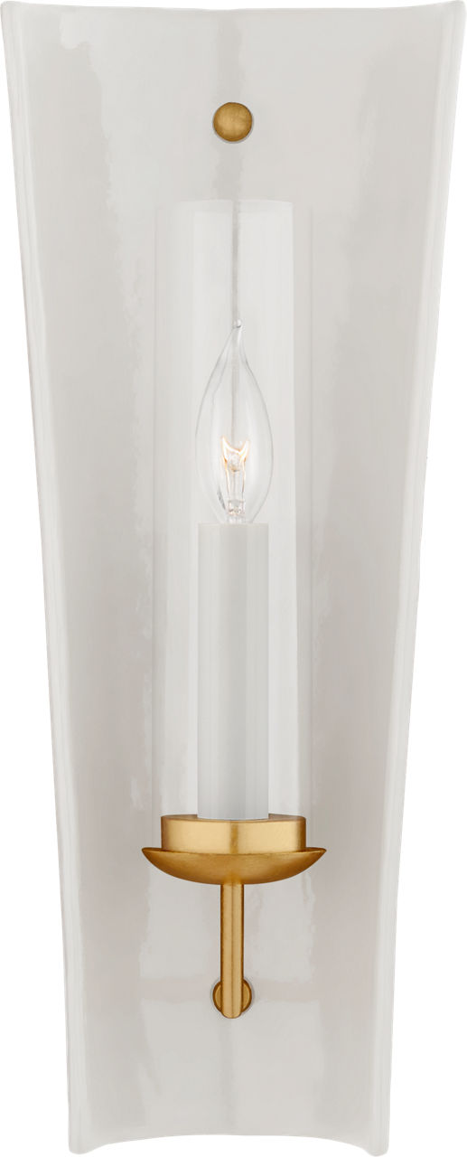 Downey Medium Reflector Sconce | White and Gild | Clear Glass