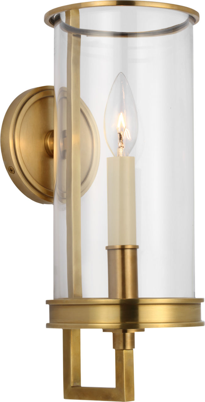 Glendon Small Hurricane Sconce | Antique-Burnished Brass | Clear Glass