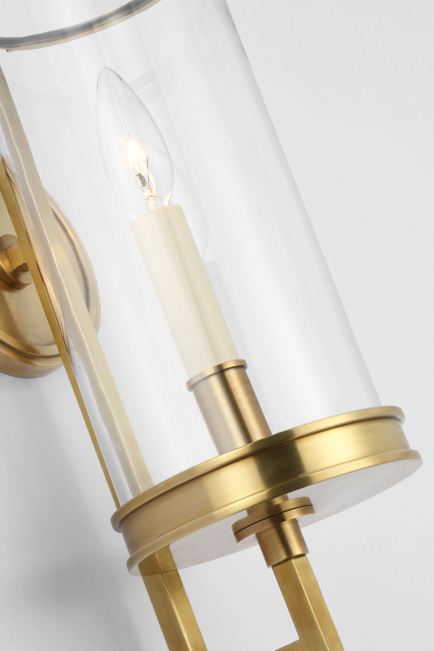 Glendon Small Hurricane Sconce | Antique-Burnished Brass | Clear Glass