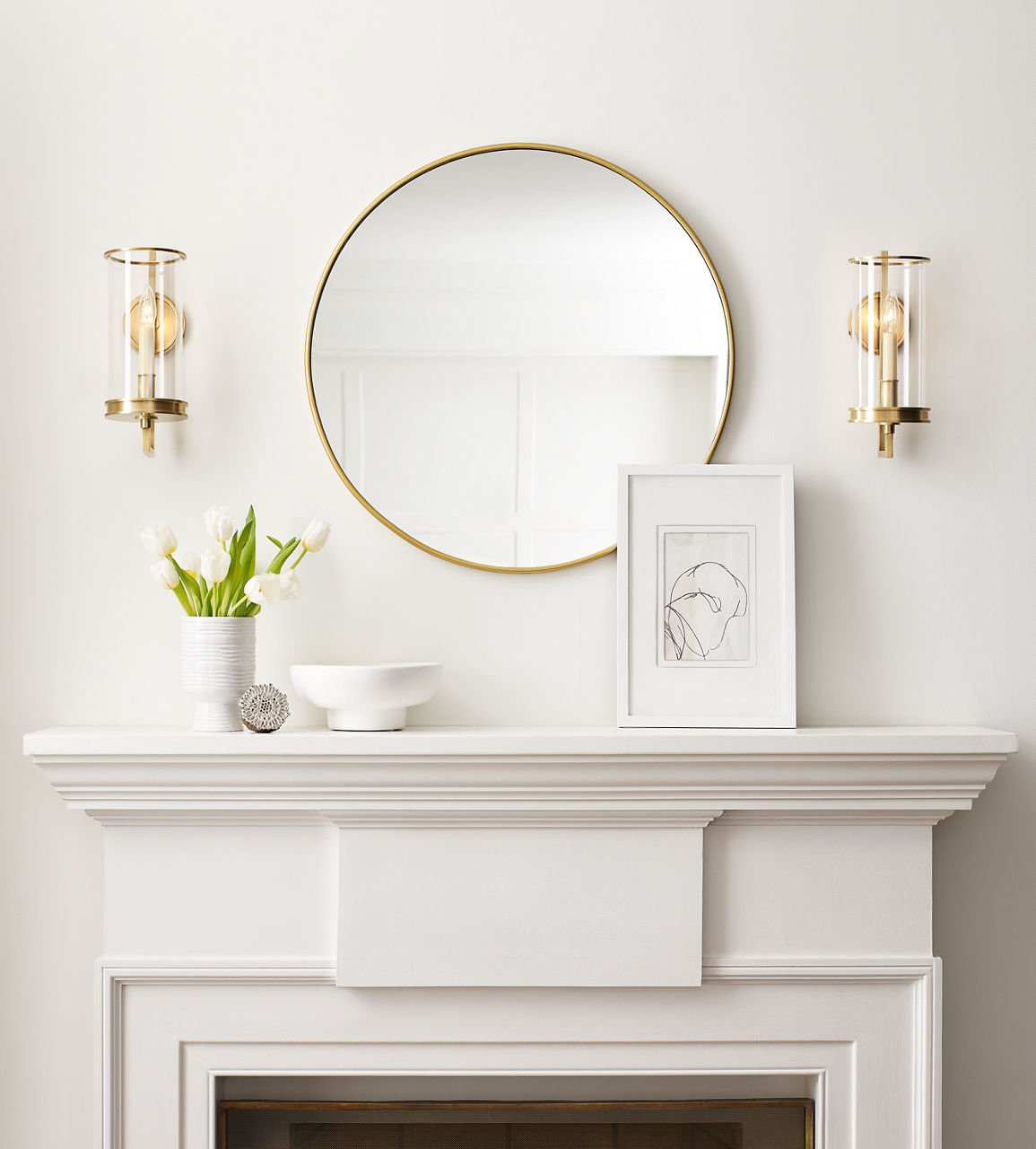 Glendon Small Hurricane Sconce | Antique-Burnished Brass | Clear Glass