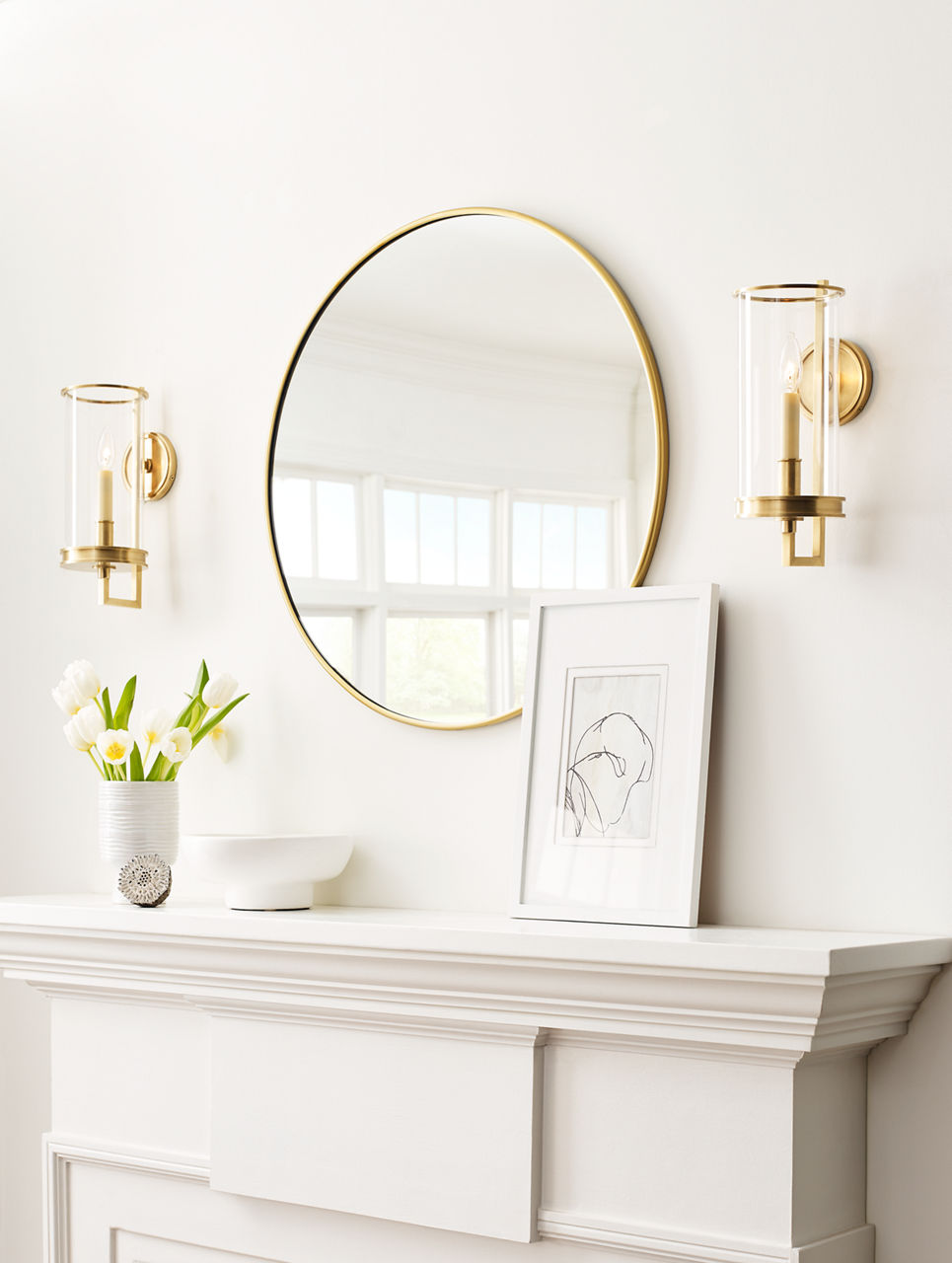 Glendon Small Hurricane Sconce | Antique-Burnished Brass | Clear Glass