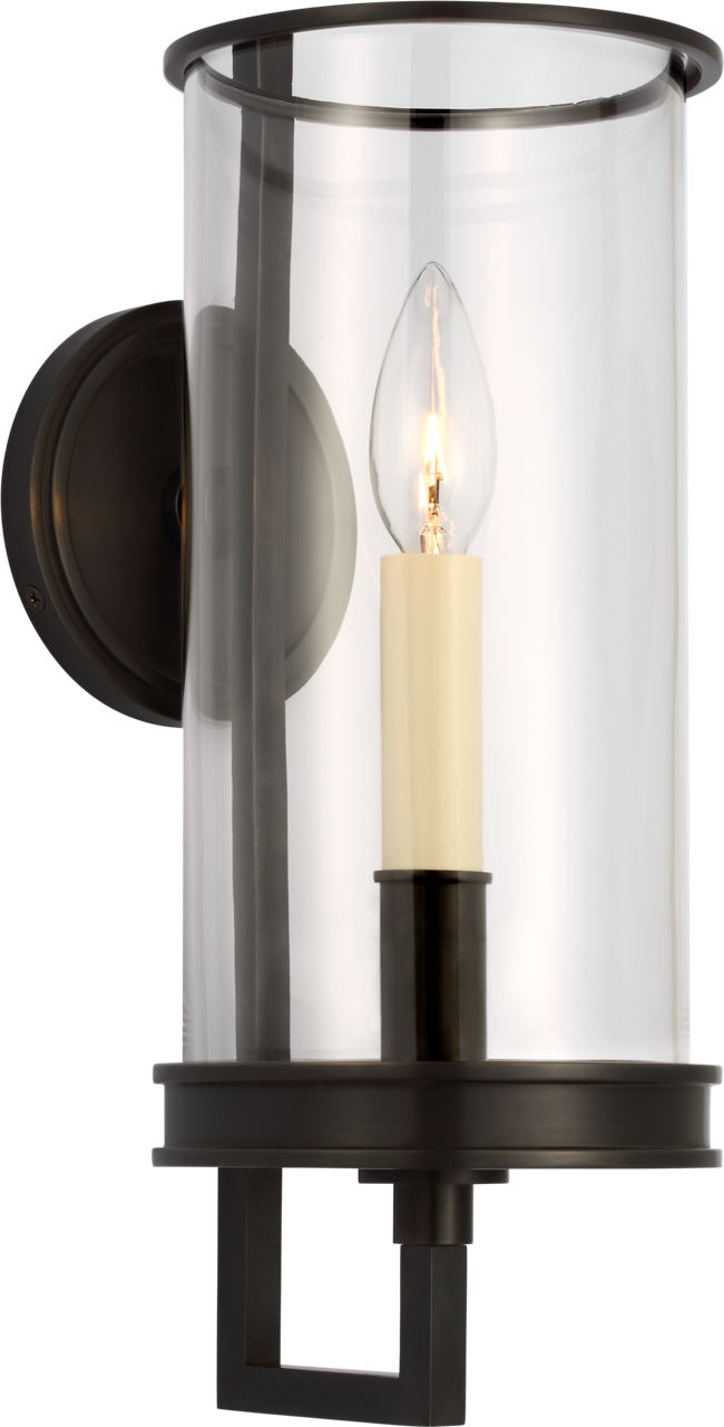 Glendon Small Hurricane Sconce | Bronze | Clear Glass