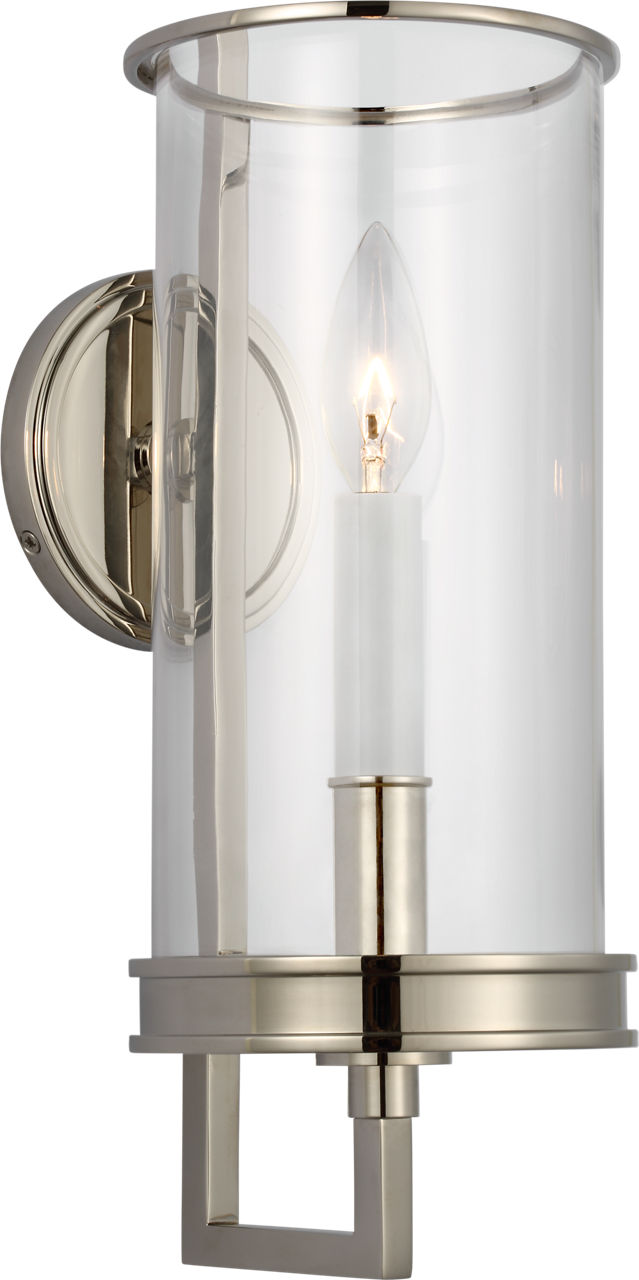 Glendon Small Hurricane Sconce | Polished Nickel | Clear Glass