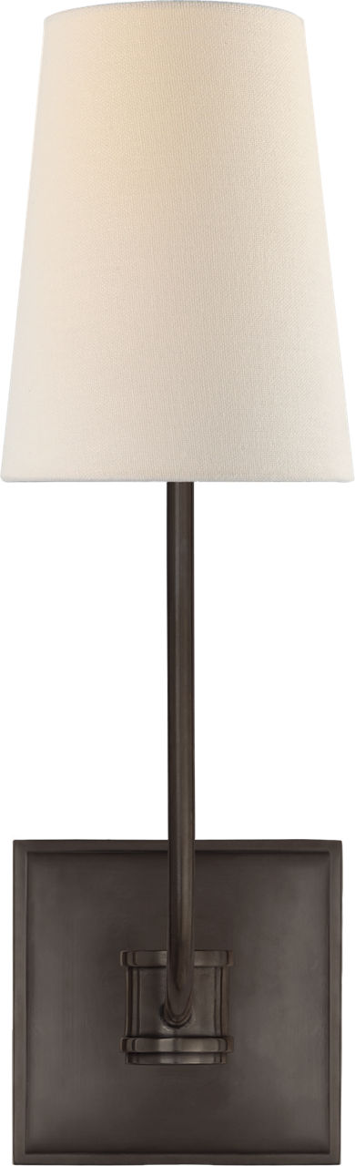 Venini Single Sconce | Bronze | Linen Shade