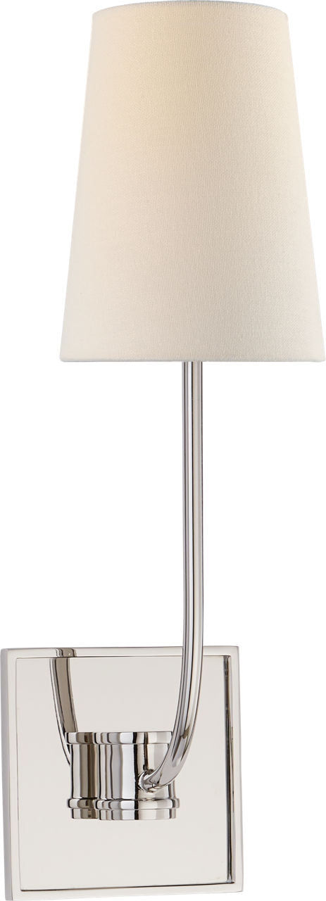 Venini Single Sconce | Polished Nickel | Linen Shade