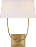 Venini Double Sconce | Antique-Burnished Brass | Linen Shade