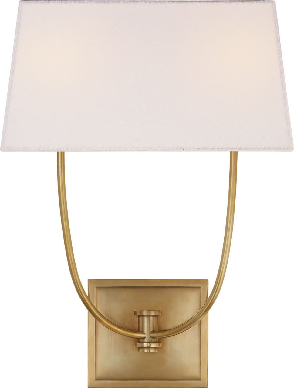 Venini Double Sconce | Antique-Burnished Brass | Linen Shade
