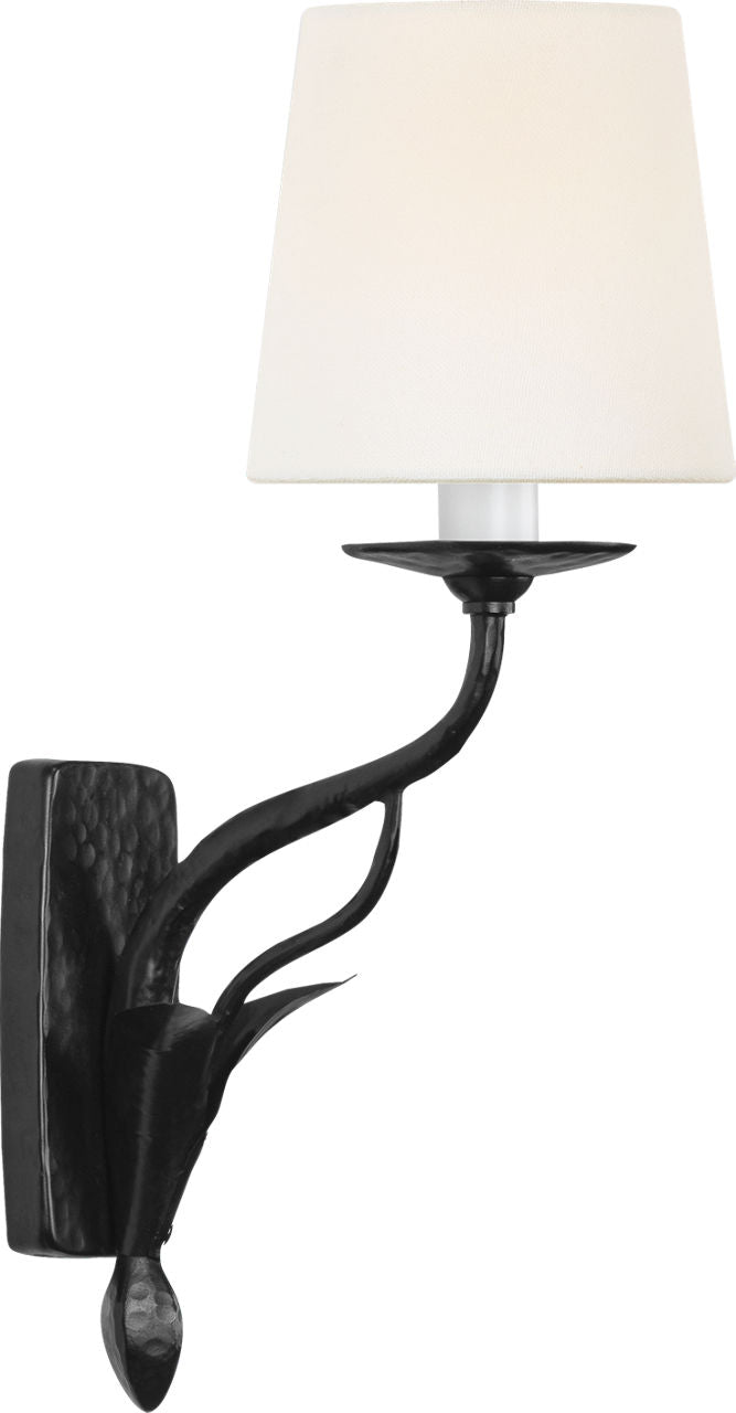 Amalfi 15" Sconce | Waxed Black | Linen Shade