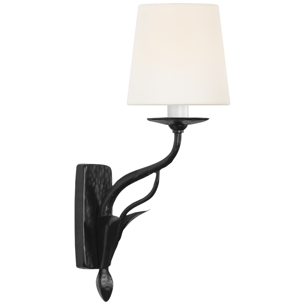 Amalfi 15" Sconce | Waxed Black | Linen Shade