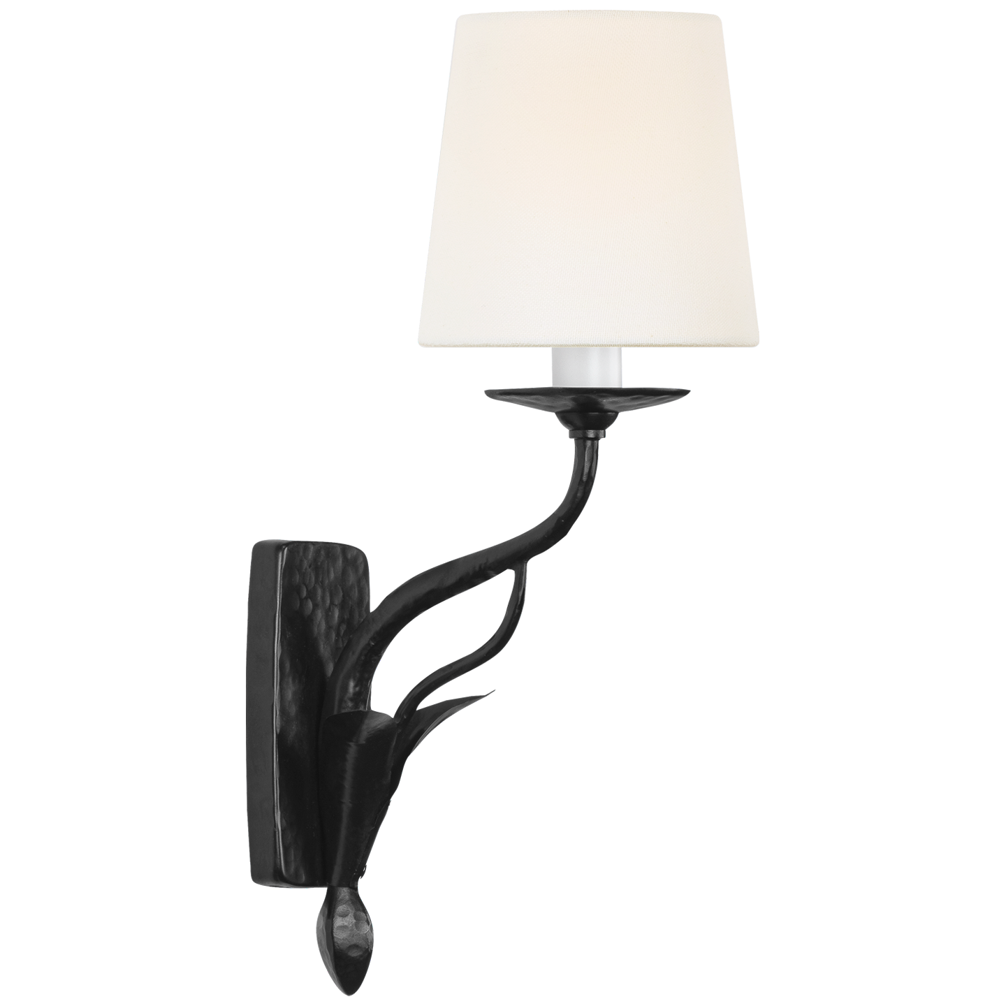 Amalfi 15" Sconce | Waxed Black | Linen Shade