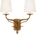 Amalfi 15" Double Sconce | Milano Gold | Linen Shades
