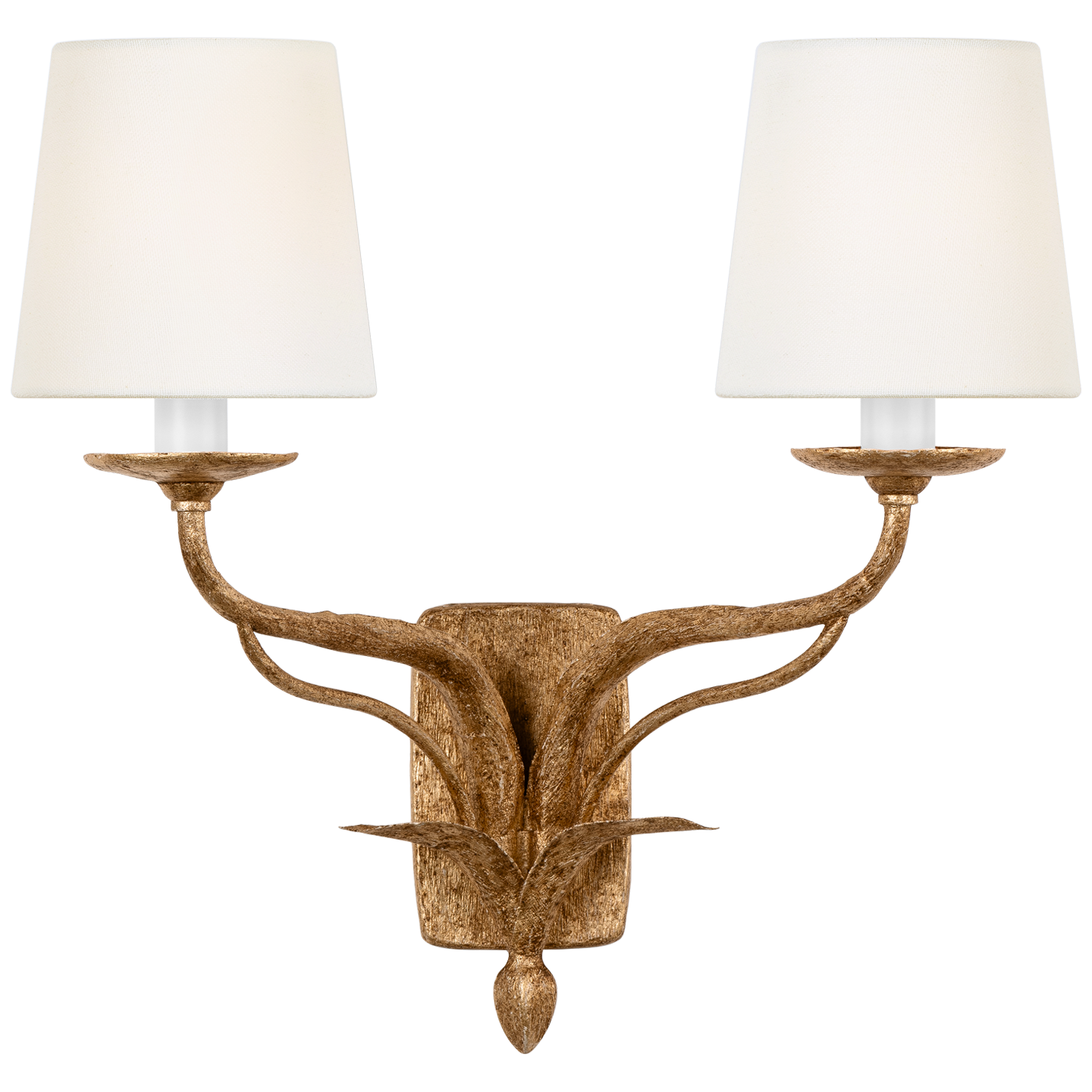 Amalfi 15" Double Sconce | Milano Gold | Linen Shades