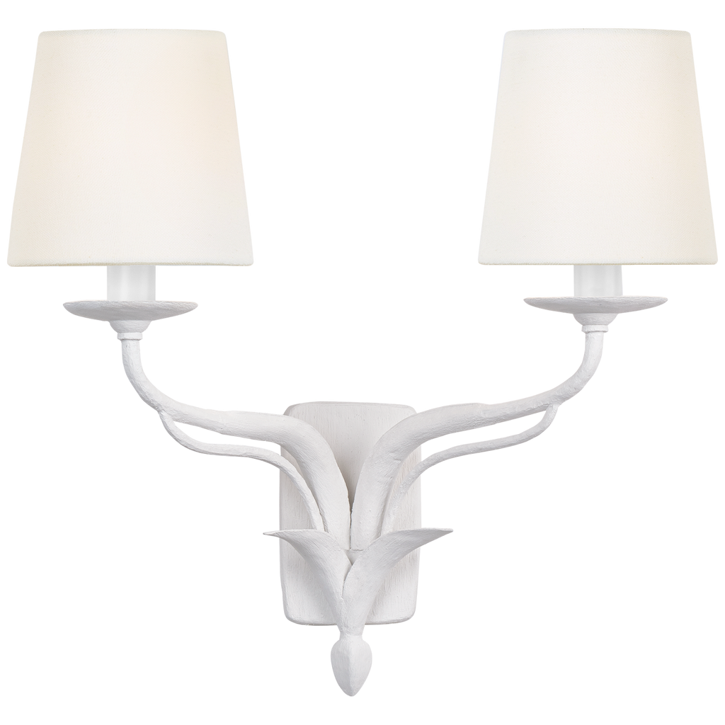 Amalfi 15" Double Sconce | Plaster White | Linen Shades