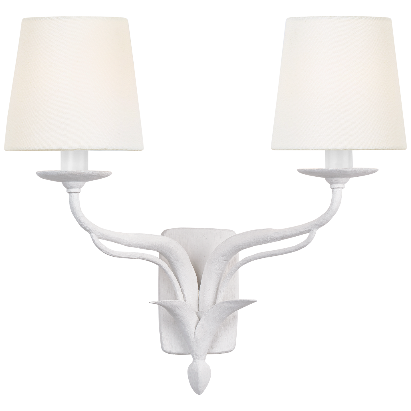 Amalfi 15" Double Sconce | Plaster White | Linen Shades