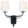 Amalfi 15" Double Sconce | Waxed Black | Linen Shades