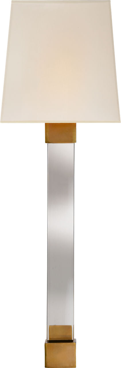 Edgar Large Sconce | Antique-Burnished Brass and Crystal | Silk Shade