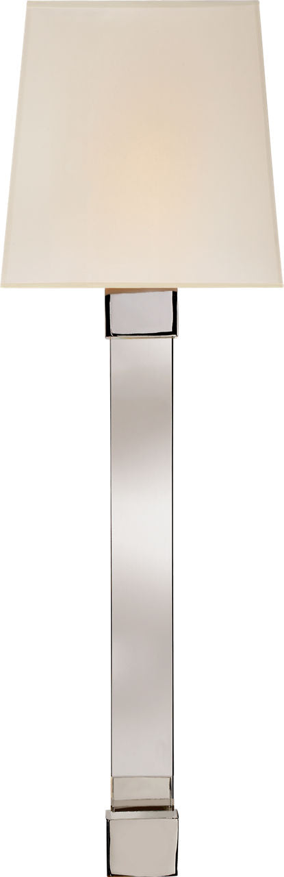Edgar Large Sconce | Polished Nickel and Crystal | Silk Shade