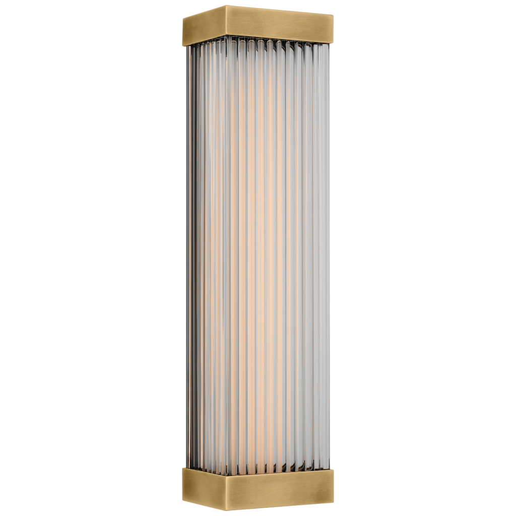 Vance 14" Sconce | Antique-Burnished Brass | Clear Glass Rods