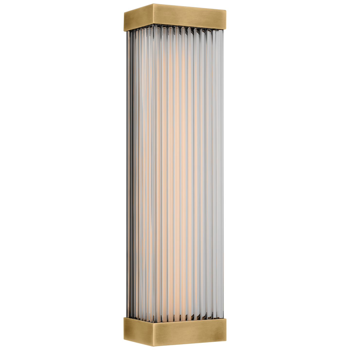 Vance 14" Sconce | Antique-Burnished Brass | Clear Glass Rods