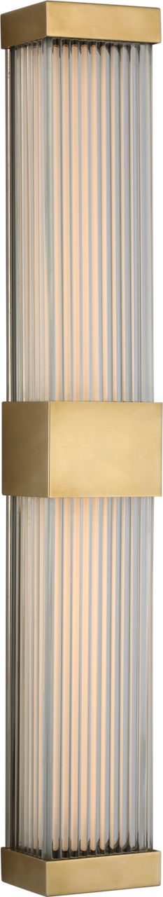 Vance 24" Double Sconce | Antique-Burnished Brass | Clear Glass Rods