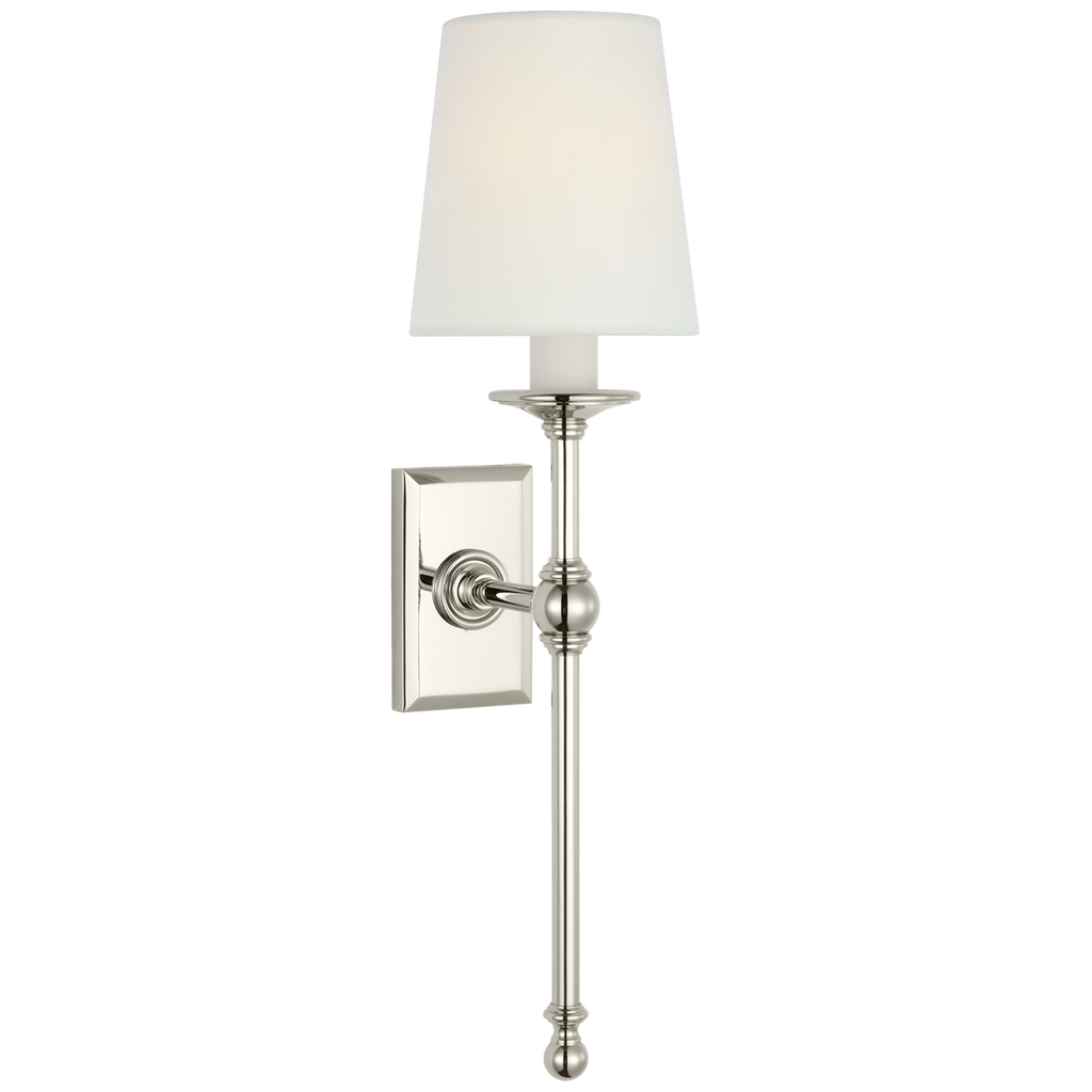 Classic 19" Tail Sconce | Polished Nickel | Linen Shades