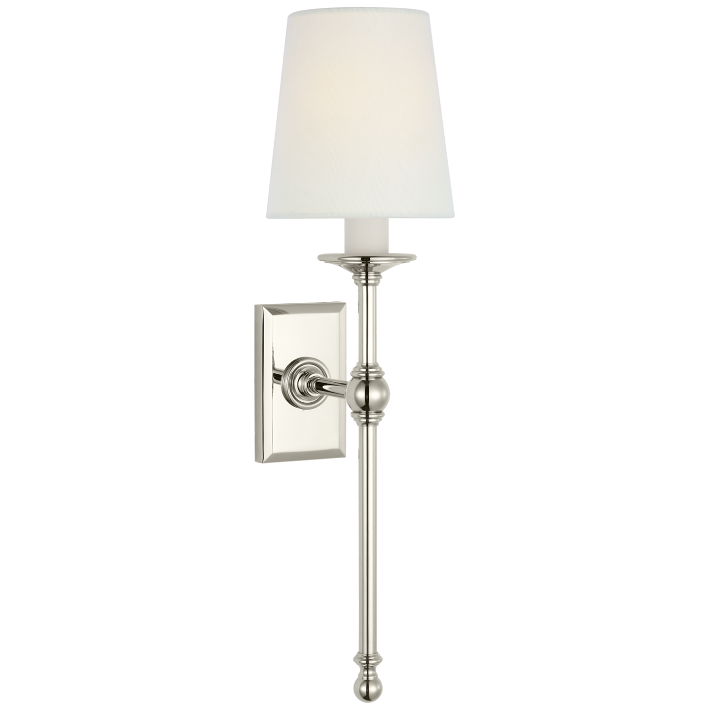 Classic 19" Tail Sconce | Polished Nickel | Linen Shades