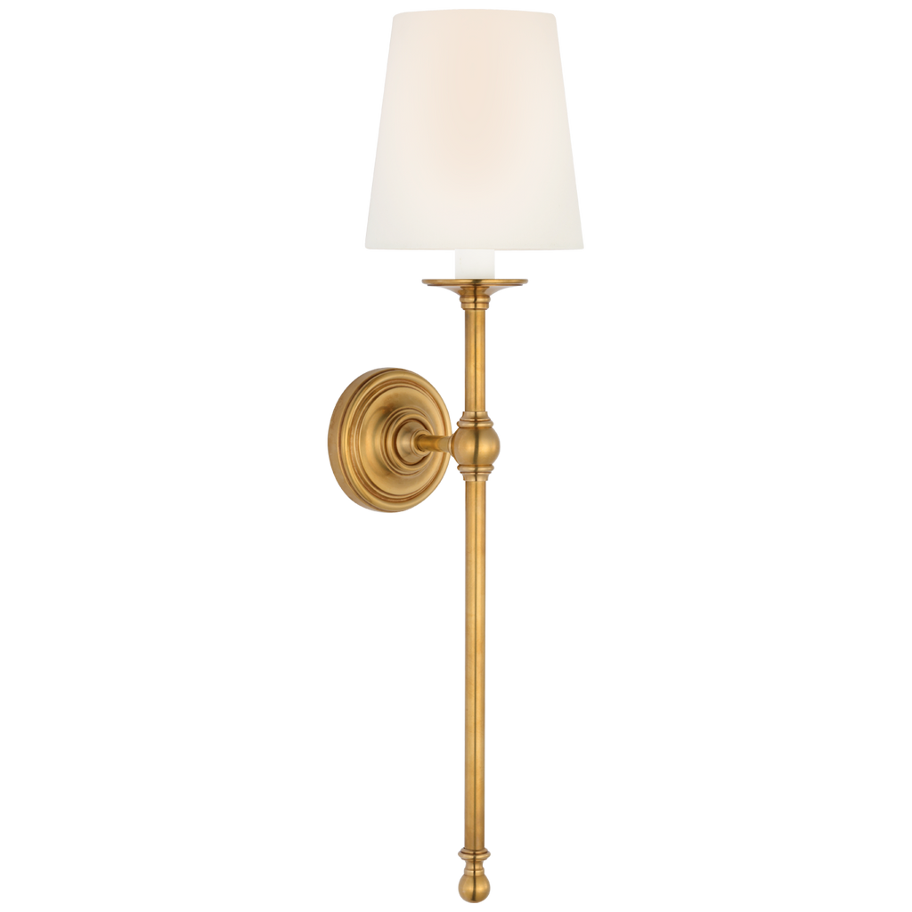 Classic 27" Tail Sconce | Antique-Burnished Brass | Linen Shade