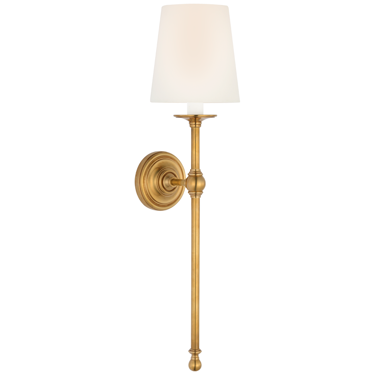 Classic 27" Tail Sconce | Antique-Burnished Brass | Linen Shade