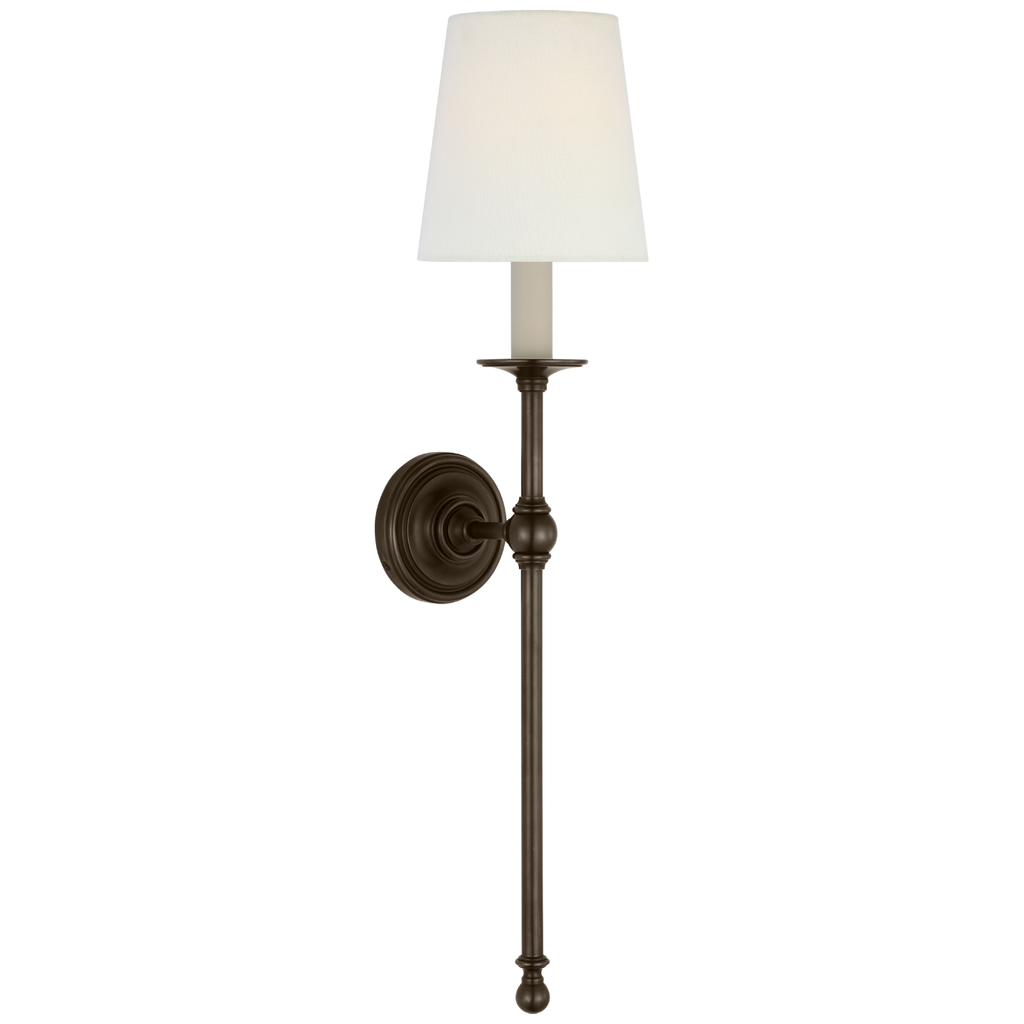 Classic 27" Tail Sconce | Bronze | Linen Shade