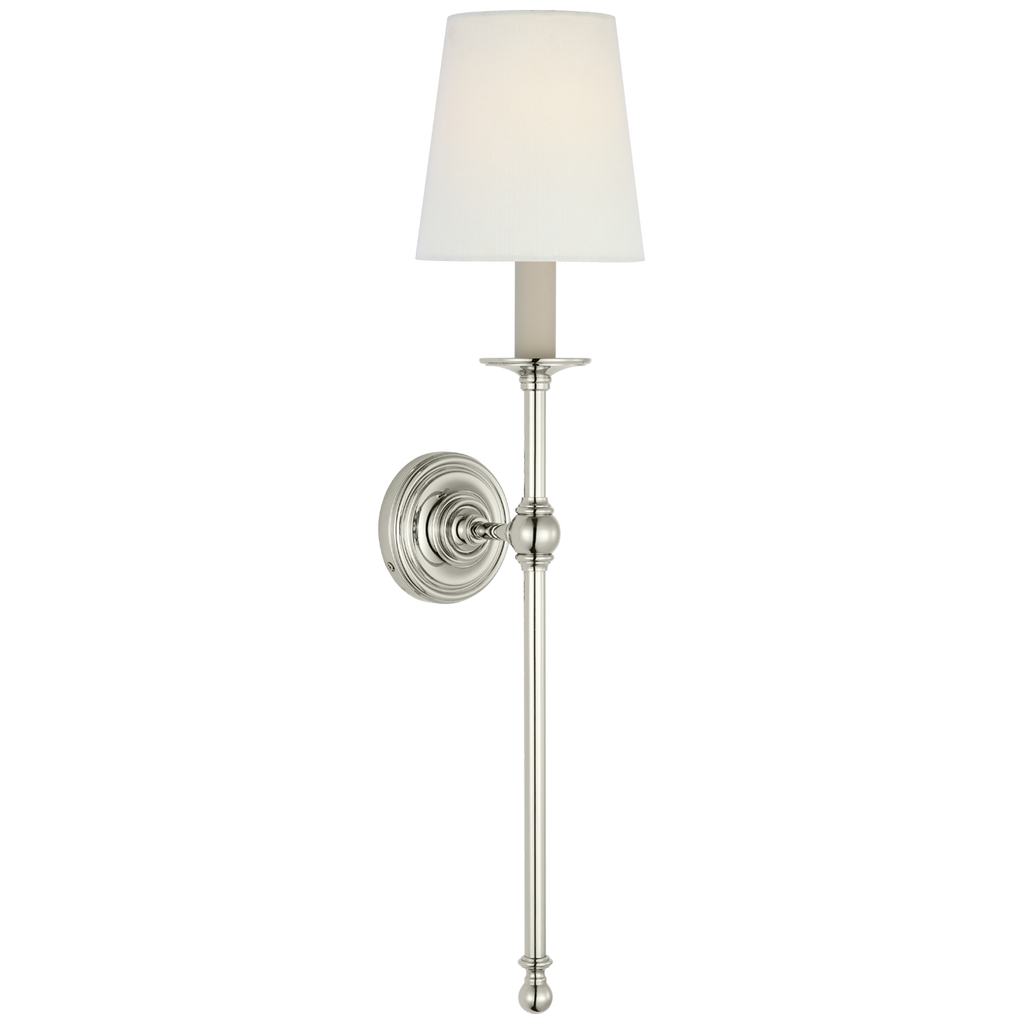 Classic 27" Tail Sconce | Polished Nickel | Linen Shade