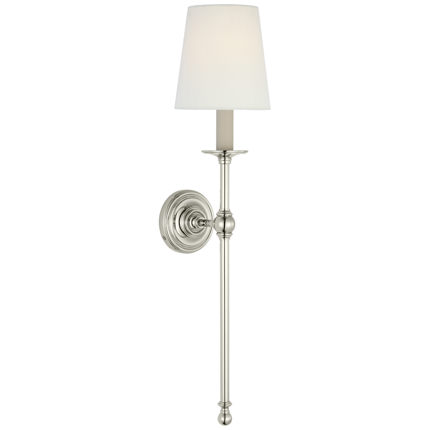 Classic 27" Tail Sconce | Polished Nickel | Linen Shade
