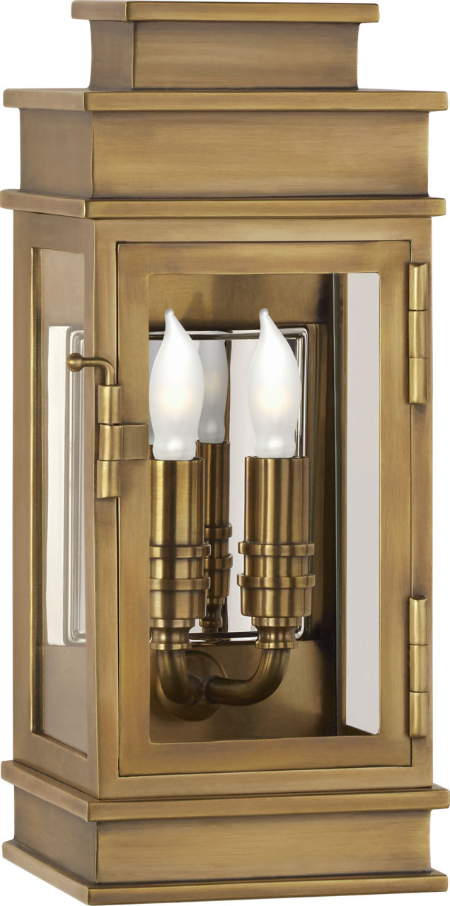Linear Mini Wall Lantern | Antique-Burnished Brass | Clear Glass