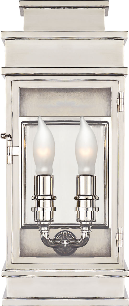Linear Mini Wall Lantern | Polished Nickel | Clear Glass