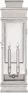 Linear Large Wall Lantern | Polished Nickel | Clear Glass