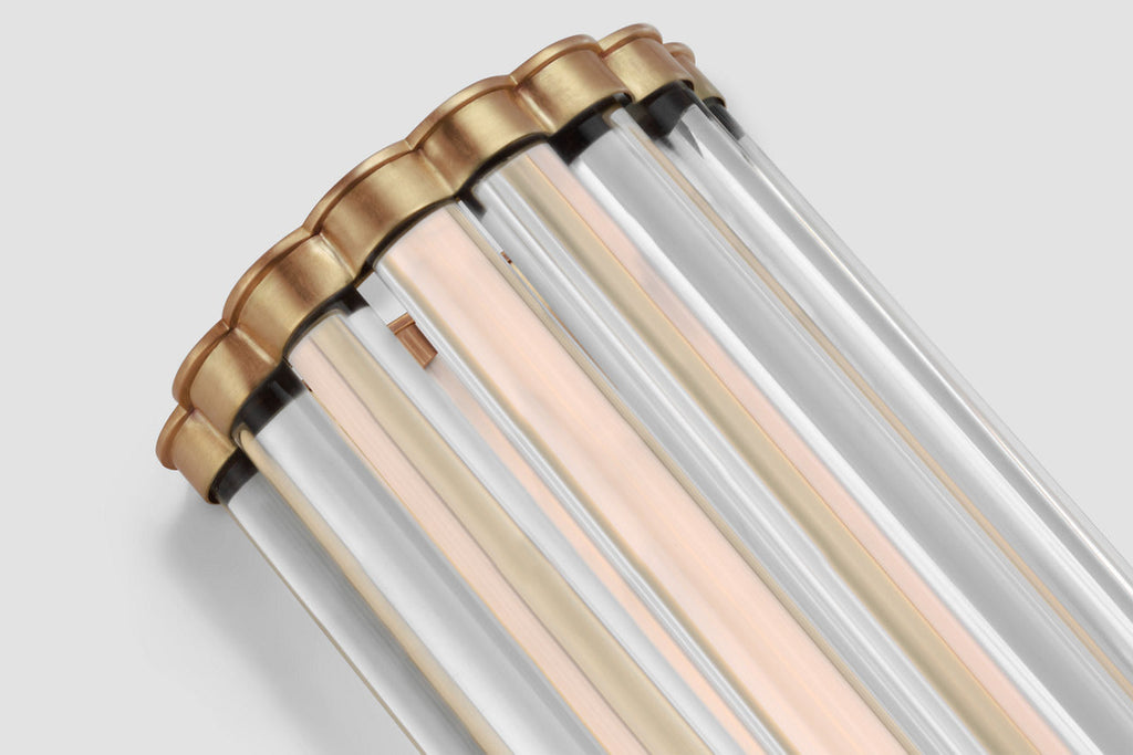 Kean 14" Sconce | Antique-Burnished Brass | Clear Glass Rods